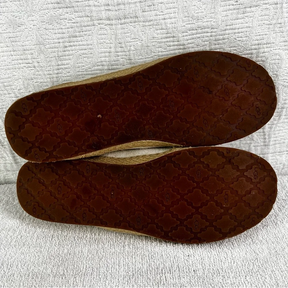 UGG Espadrille Ballet Flats Indah Canvas Womens 9.5 Slip On Neutral Coastal Shoe